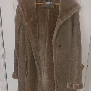 Freda's Coat - Faux suede shearling hooded coat
